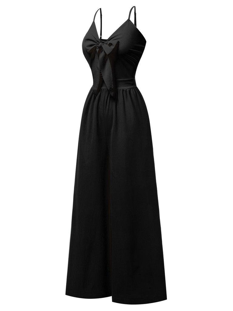 1950s Chest Bow Spaghetti Strap Jumpsuit, vintage romper, retro jumpsuit - perfect for women who love vintage and retro fashion