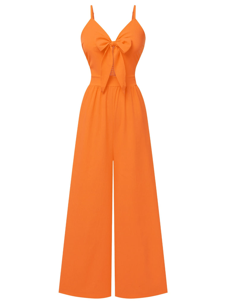 1950s Chest Bow Spaghetti Strap Jumpsuit, vintage romper, retro jumpsuit - perfect for women who love vintage and retro fashion