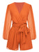 1950s Chiffon Lantern Sleeves Waist Tie Romper, vintage romper, retro jumpsuit - perfect for women who love vintage and retro fashion