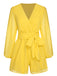 1950s Chiffon Lantern Sleeves Waist Tie Romper, vintage romper, retro jumpsuit - perfect for women who love vintage and retro fashion