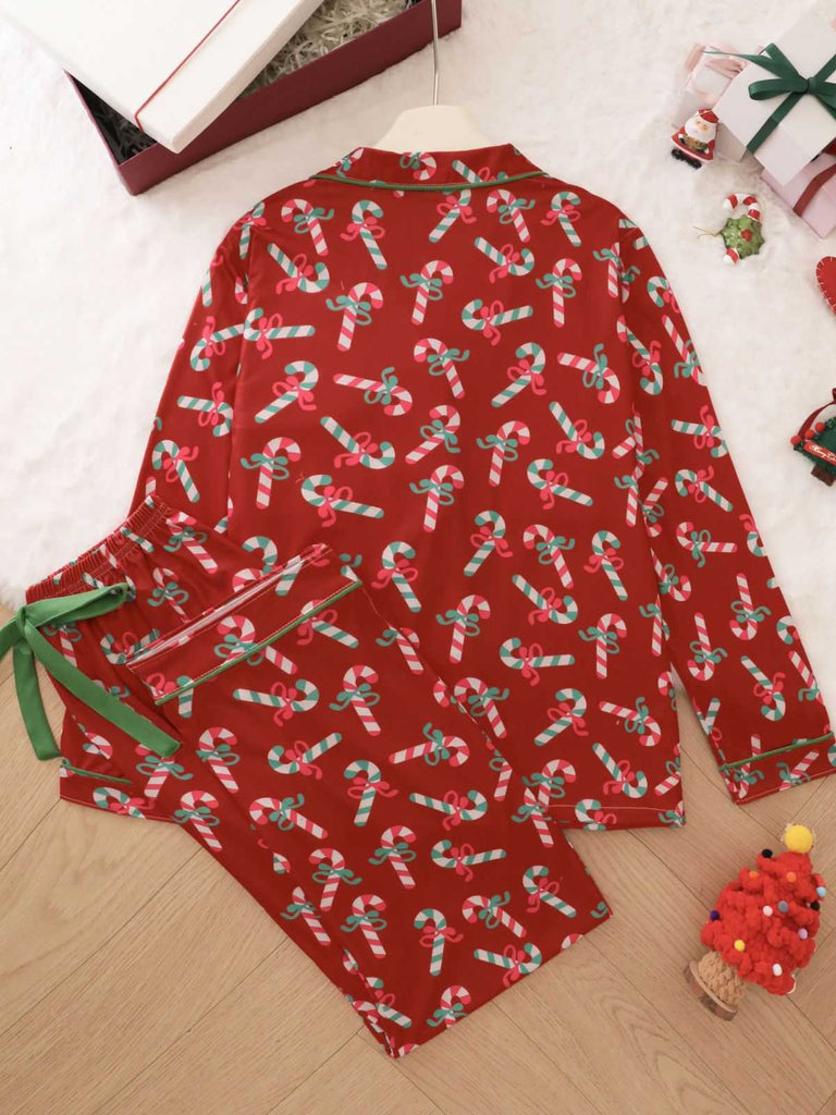1950s Christmas Candy Cane Pajama Set - vintage fashion, retro style