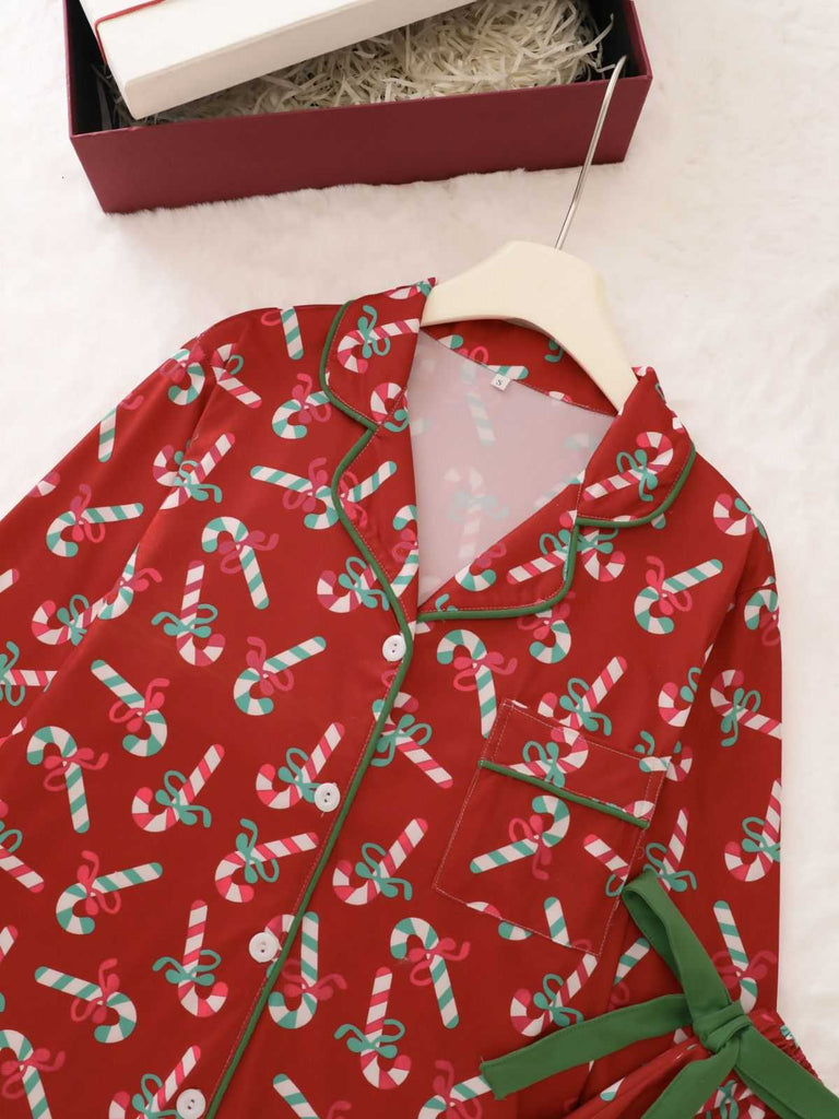 1950s Christmas Candy Cane Pajama Set - vintage fashion, retro style