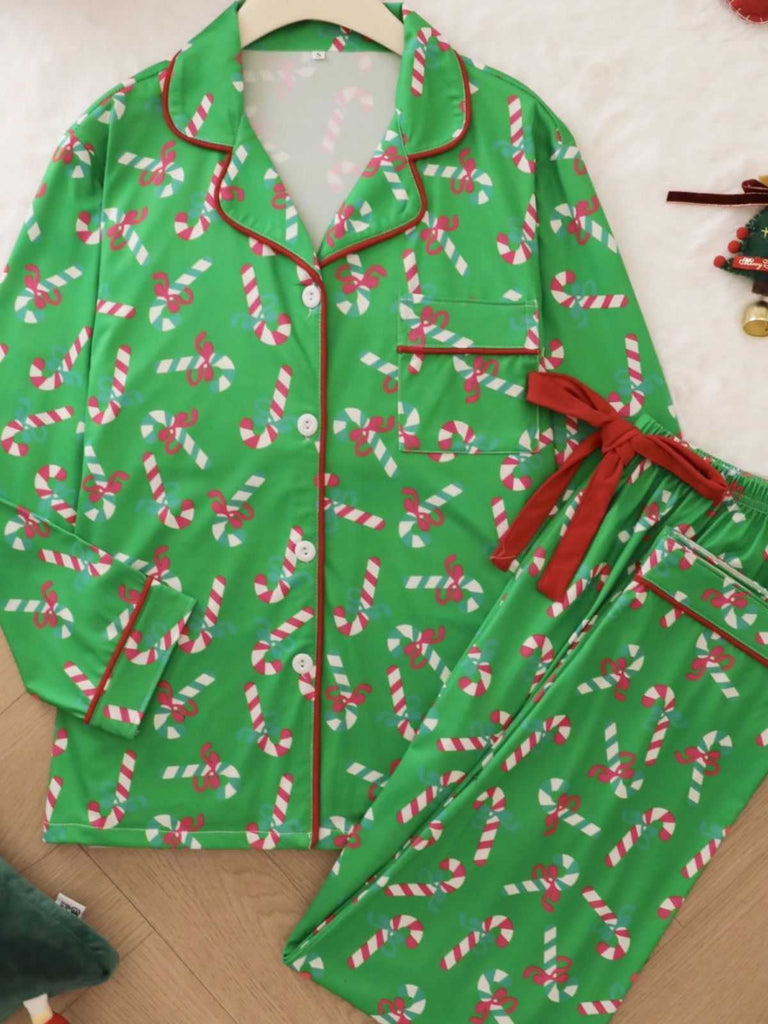 1950s Christmas Candy Cane Pajama Set - vintage fashion, retro style