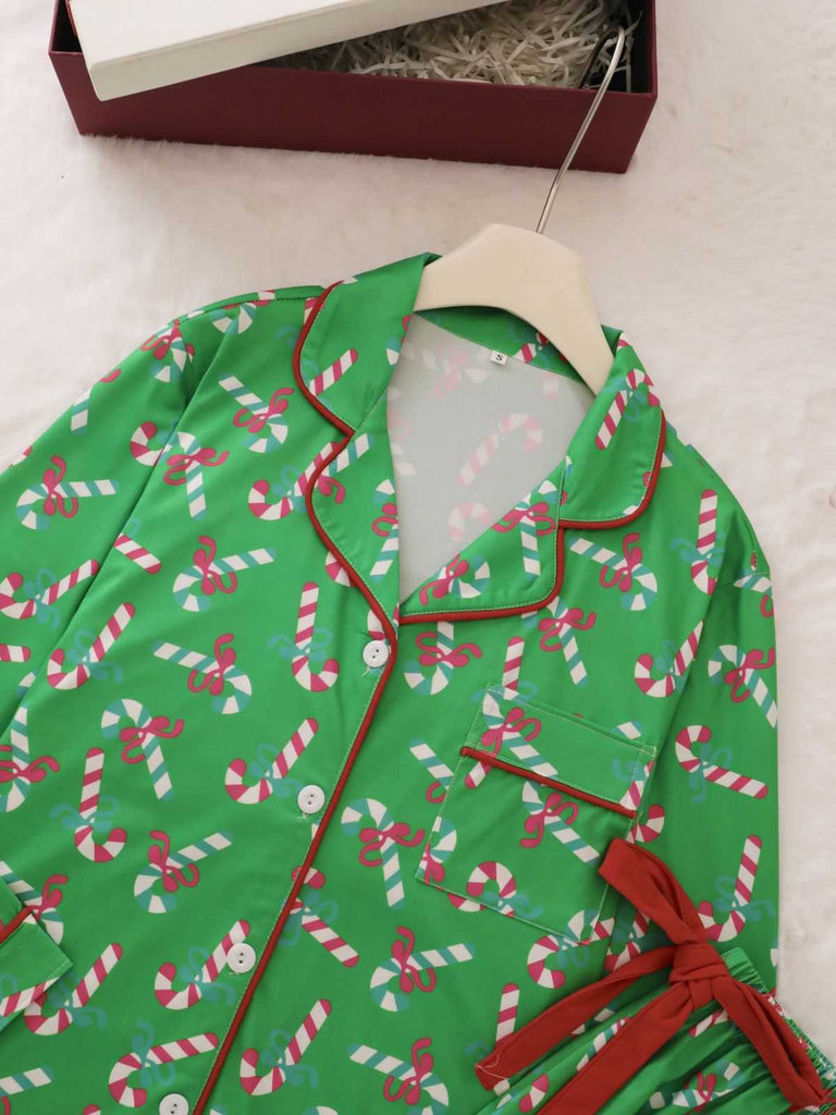 1950s Christmas Candy Cane Pajama Set - vintage fashion, retro style