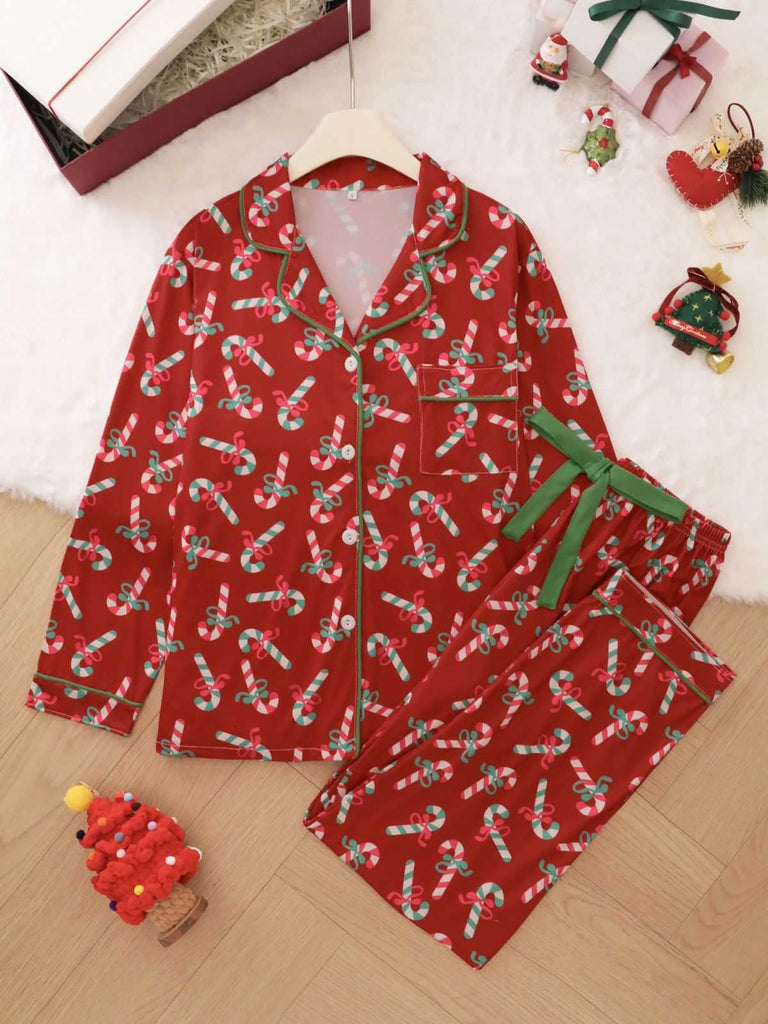 1950s Christmas Candy Cane Pajama Set - vintage fashion, retro style