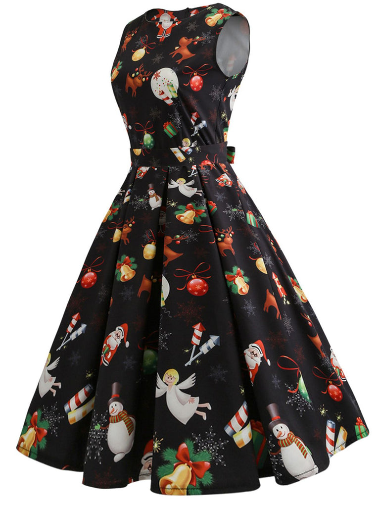 1950s Christmas Crew Neck Collar Patchwork Dress: where 1950s romance meets her modern spirit