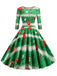 She slips into this 1950s Christmas Crew Neck Half Sleeve Dress and suddenly it's a 1950s daydream