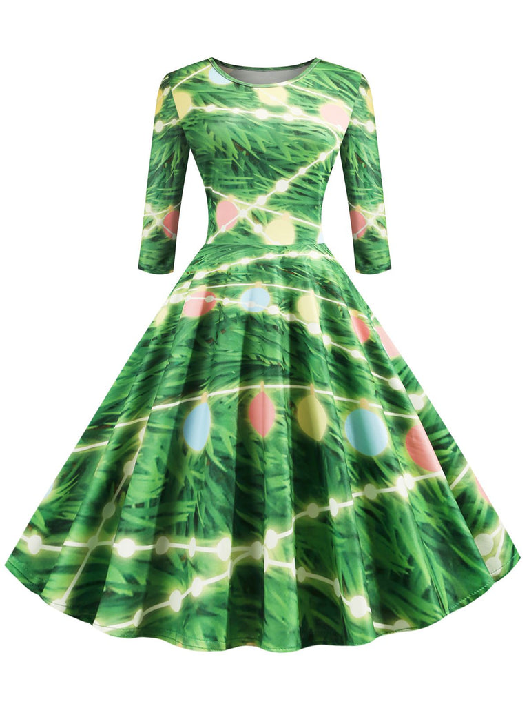1950s Christmas Crew Neck Half Sleeve Dress — the kind of 1950s dress that makes strangers smile