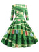 She slips into this 1950s Christmas Crew Neck Half Sleeve Dress and suddenly it's a 1950s daydream