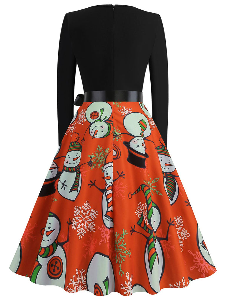 1950s Christmas Crew Neck Patchwork Swing Dress: where 1950s romance meets her modern spirit