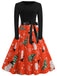 1950s Christmas Crew Neck Patchwork Swing Dress — a 1950s silhouette that turns sidewalks into runways