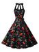 This 1950s Christmas Halter Belted Swing Dress wraps her in 1950s elegance, one twirl at a time