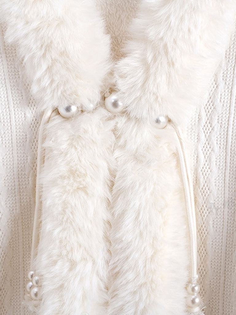 This 1950s Christmas Knitted Fur Trim Shawl whispers 1950s secrets to those who notice