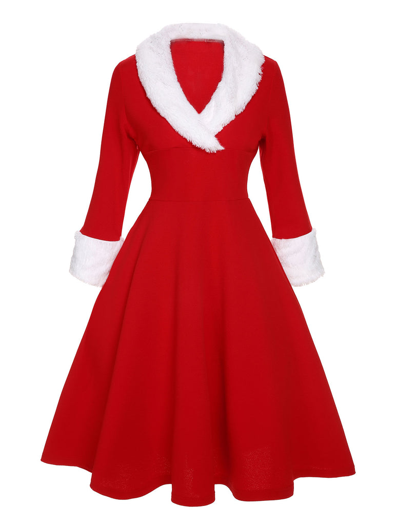 Red & White 1950s Christmas Lapel Dress, vintage dress, retro fashion, rockabilly, pin-up fashion - perfect for women who love vintage and retro fashion