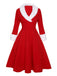 Red & White 1950s Christmas Lapel Dress, vintage dress, retro fashion, rockabilly, pin-up fashion - perfect for women who love vintage and retro fashion