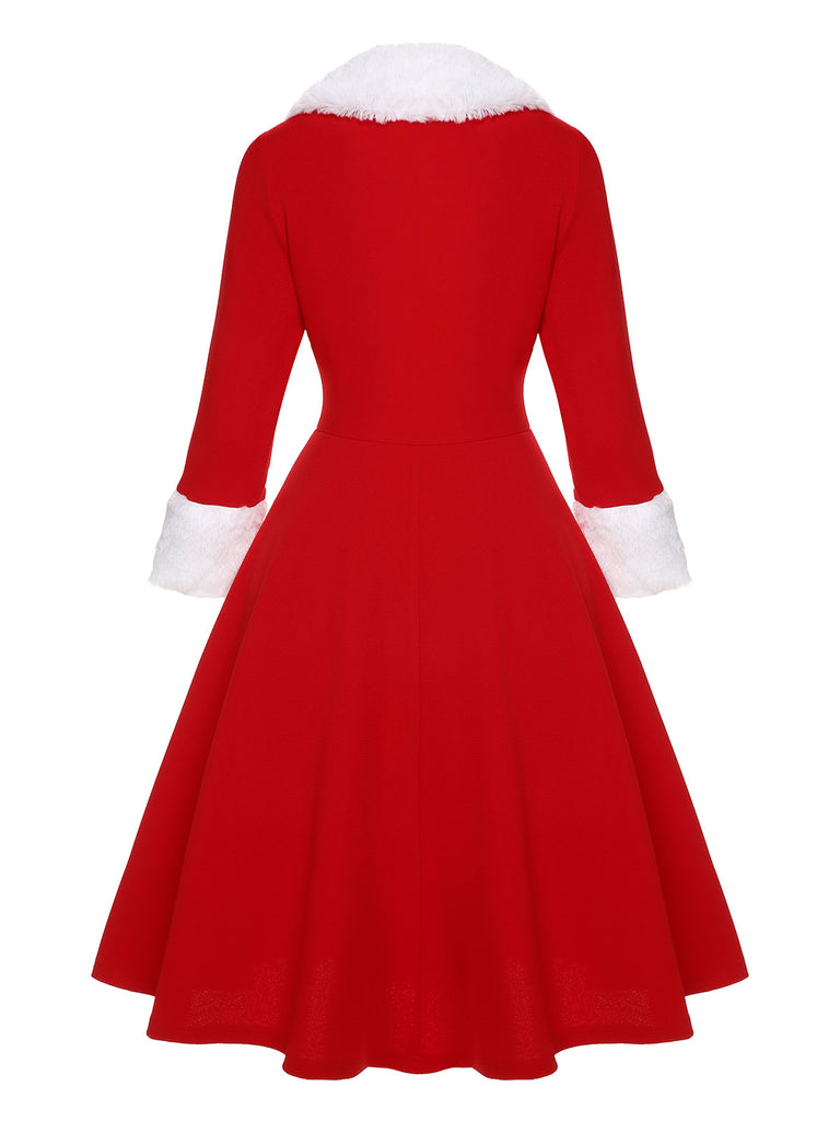 Red & White 1950s Christmas Lapel Dress, vintage dress, retro fashion, rockabilly, pin-up fashion - perfect for women who love vintage and retro fashion