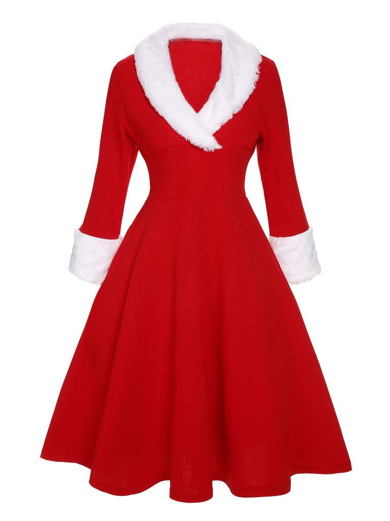 This & 1950s Christmas Lapel Dress wraps her in 1950s elegance, one twirl at a time