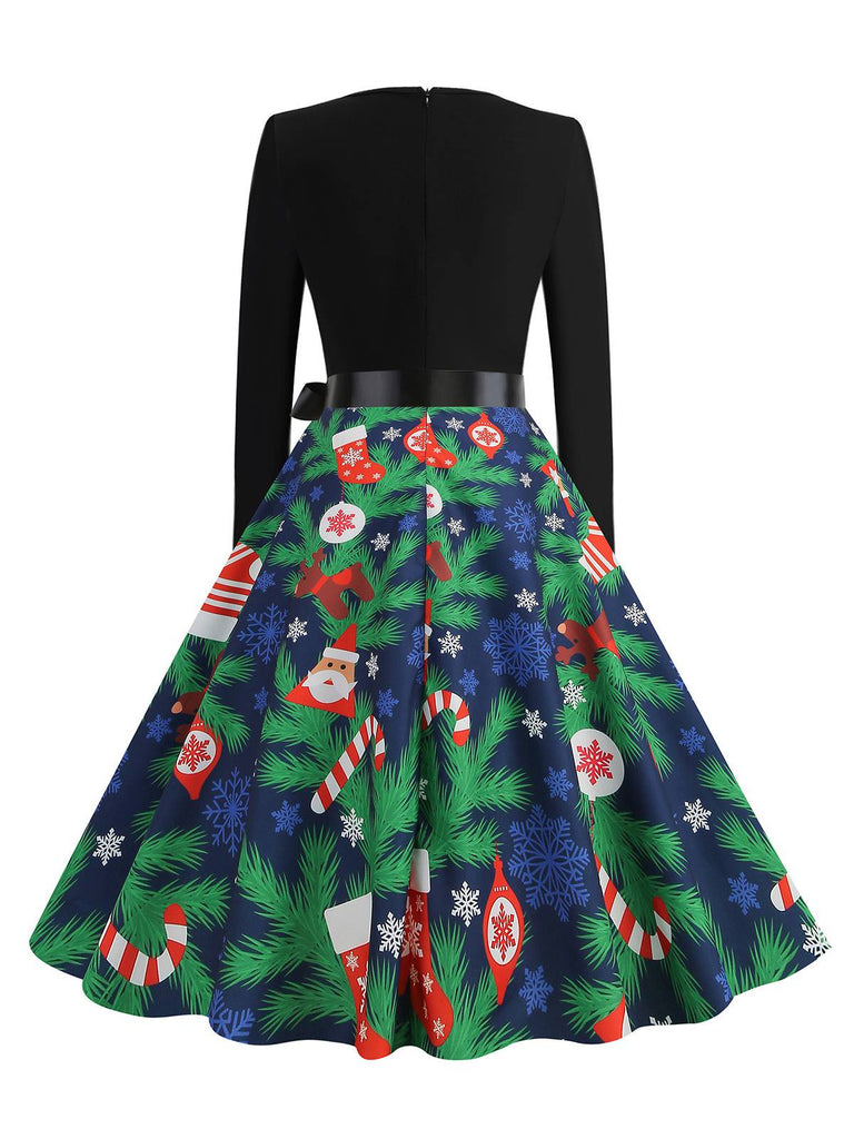 1950s Christmas Patchwork Long Sleeve Dress — the kind of 1950s dress that makes strangers smile