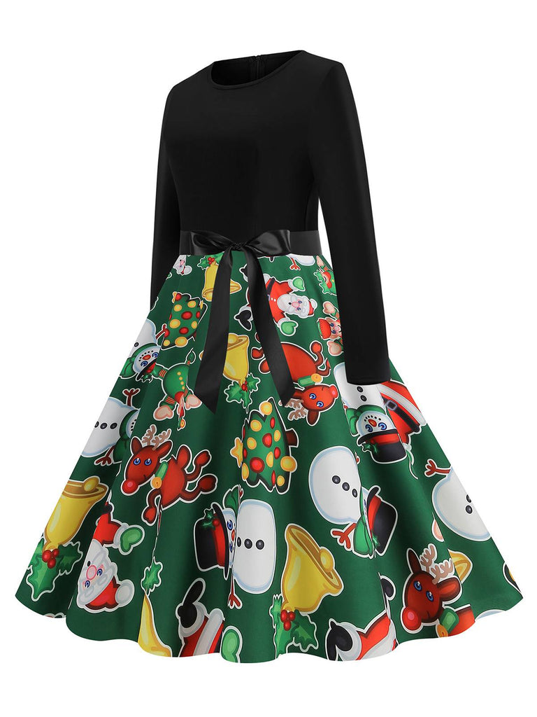 This 1950s Christmas Patchwork Long Sleeve Dress wraps her in 1950s elegance, one twirl at a time