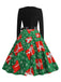 She slips into this 1950s Christmas Patchwork Long Sleeve Dress and suddenly it's a 1950s daydream