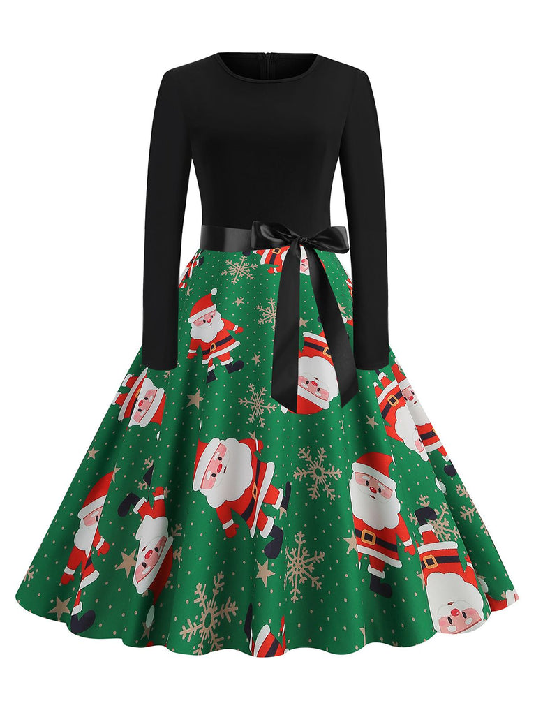 1950s Christmas Patchwork Long Sleeve Dress — the kind of 1950s dress that makes strangers smile