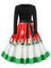 1950s Christmas Patchwork Swing Dress — a 1950s silhouette that turns sidewalks into runways