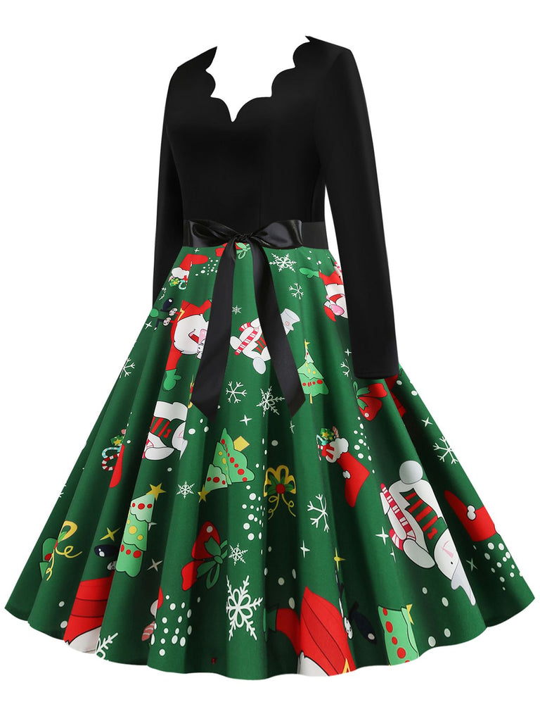1950s Christmas Petal Collar Patchwork Dress: where 1950s romance meets her modern spirit