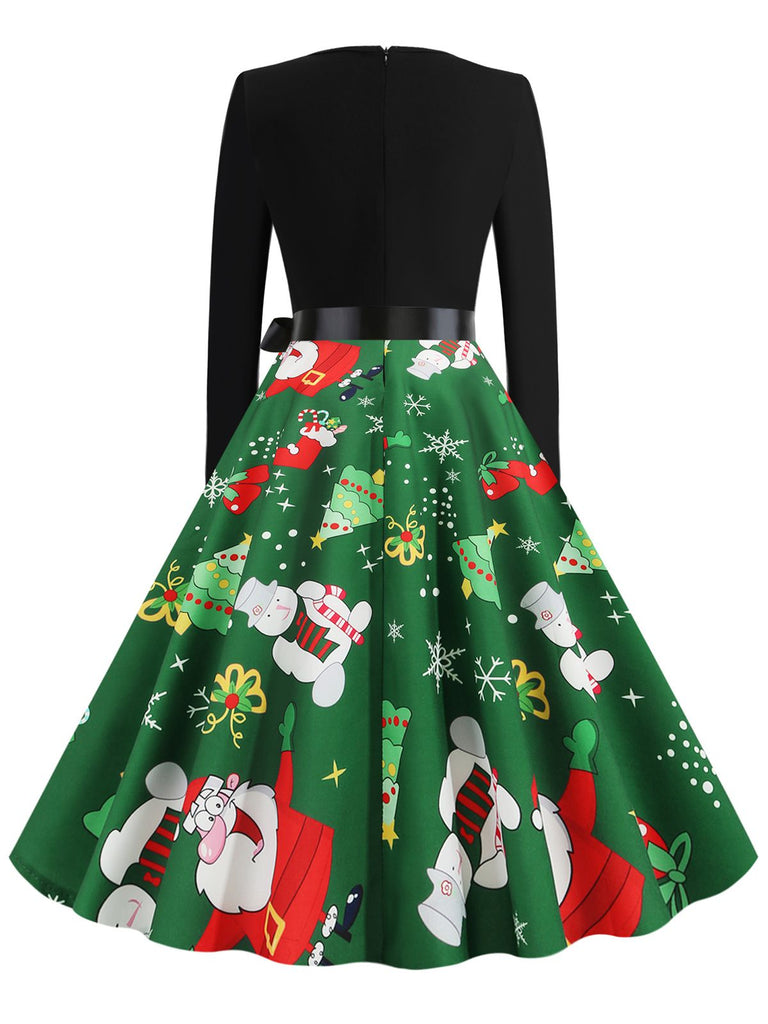 This 1950s Christmas Petal Collar Patchwork Dress wraps her in 1950s elegance, one twirl at a time