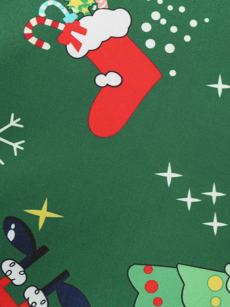 1950s Christmas Petal Collar Patchwork Dress — the kind of 1950s dress that makes strangers smile