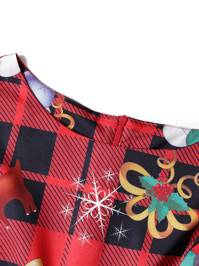 1950s Christmas Plaid Bow Sleeveless Dress: timeless style reimagined