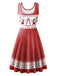 1950s Christmas Print Knitted Sleeveless Dress: timeless style reimagined