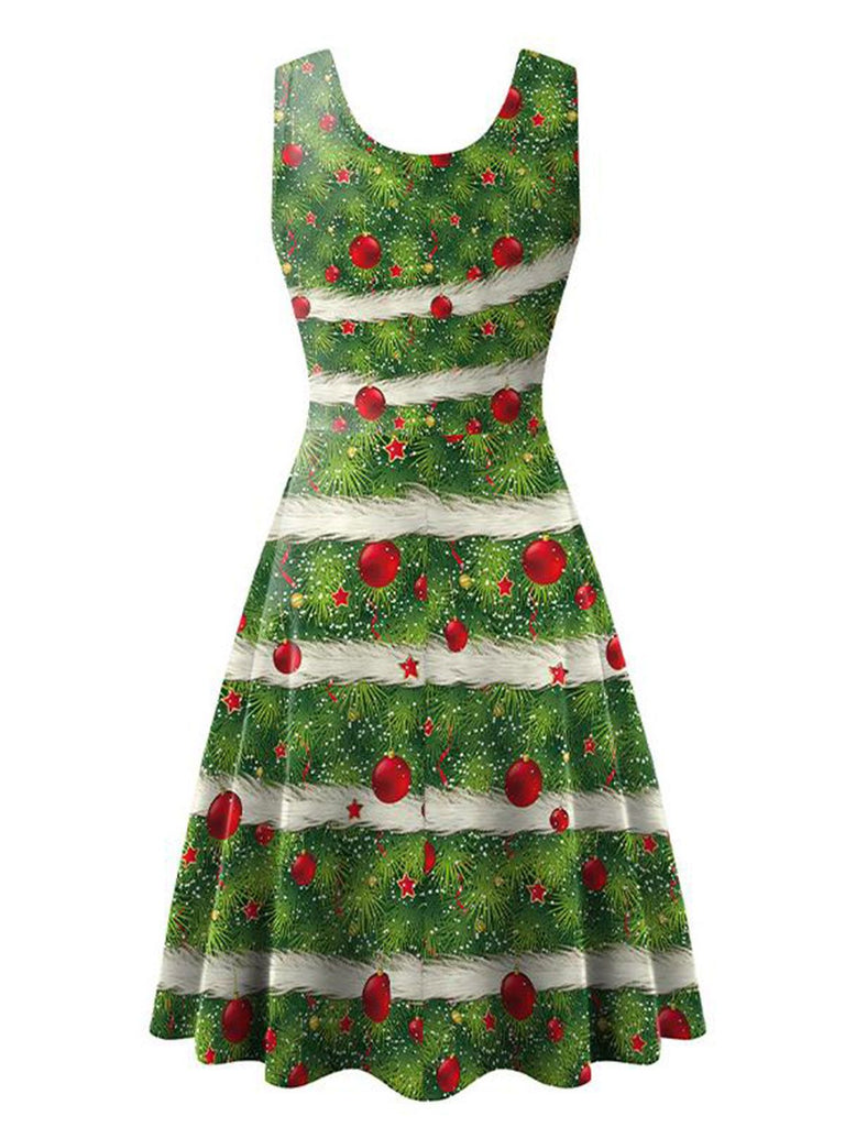 1950s Christmas Print Knitted Sleeveless Dress — vintage elegance for the modern woman
