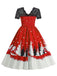 This 1950s Christmas Print Lace Swing Dress wraps her in 1950s elegance, one twirl at a time