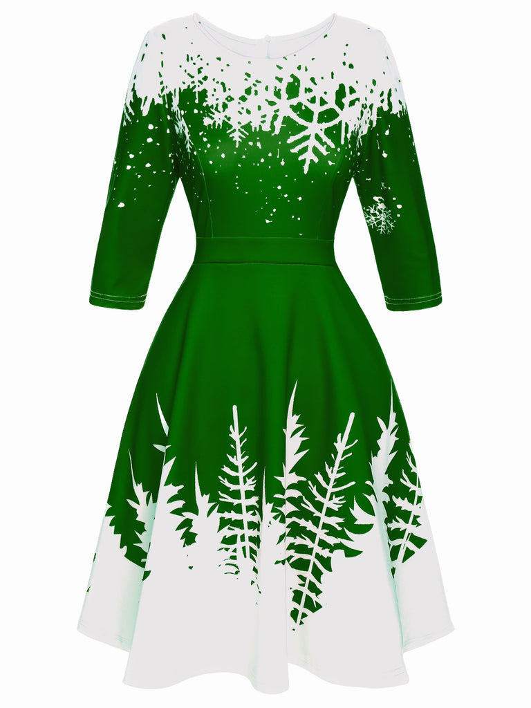 1950s Christmas Round Neck Snowflake Dress, vintage dress, retro fashion, rockabilly, pin-up fashion - perfect for women who love vintage and retro fashion
