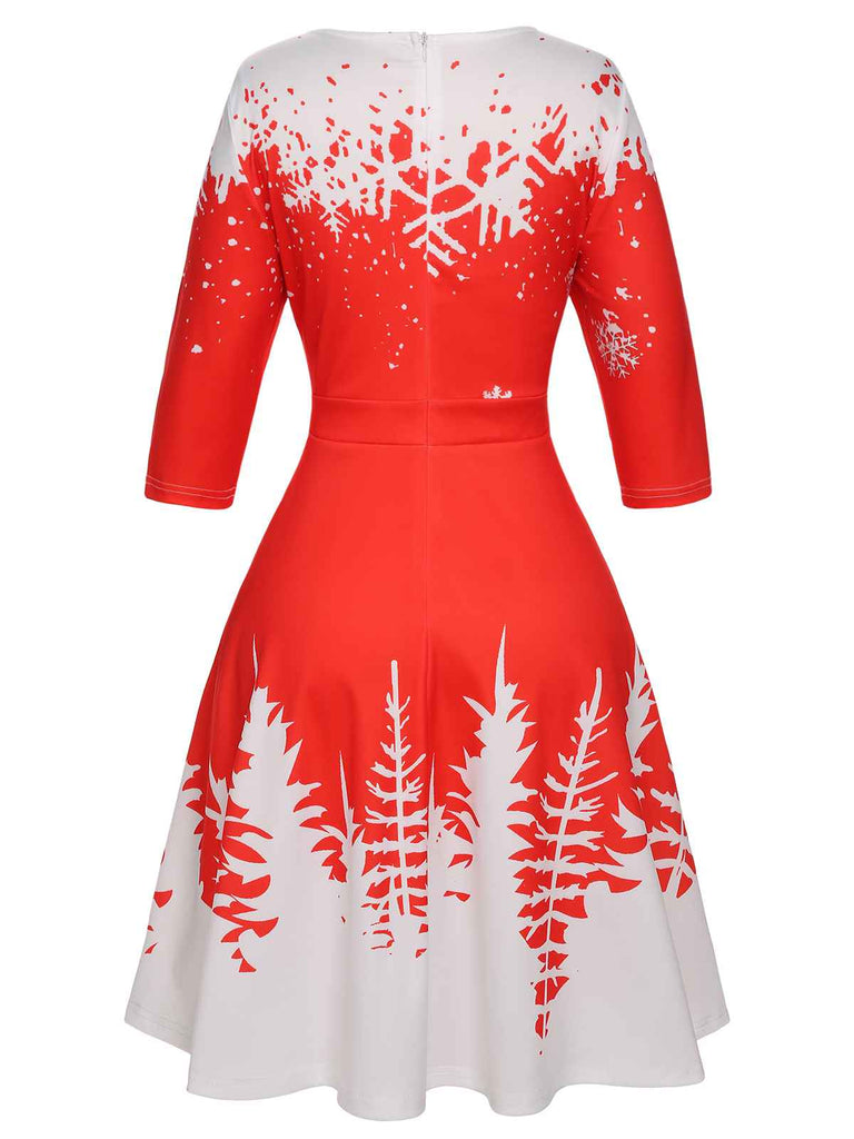1950s Christmas Round Neck Snowflake Dress: timeless style reimagined