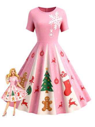 & 1950s Christmas Snowflake Swing Dress - vintage dress, retro fashion, rockabilly