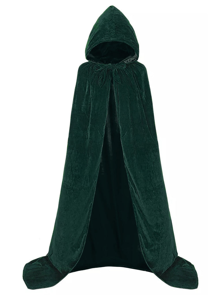 1950s Christmas Solid Long Hooded Cape — 1950s sophistication that wraps her in quiet power