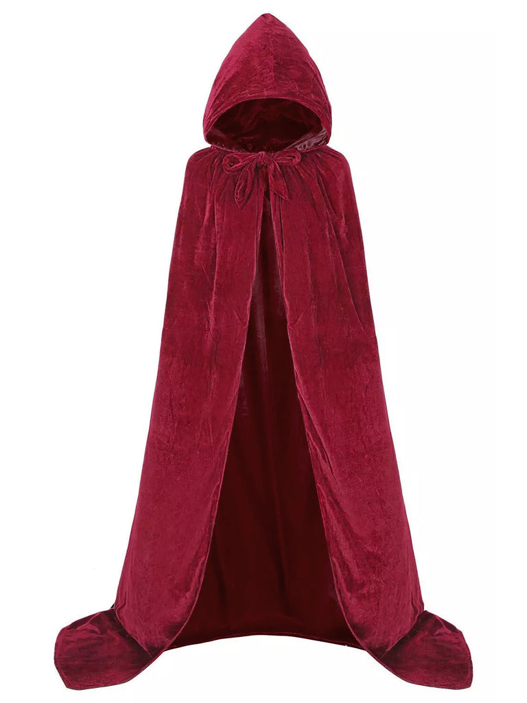 1950s Christmas Solid Long Hooded Cape - vintage fashion, retro style