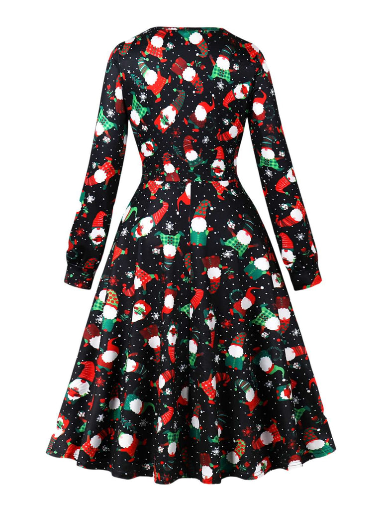 1950s Christmas Square Collar Long Sleeve Dress, vintage dress, retro fashion, rockabilly, pin-up fashion - perfect for women who love vintage and retro fashion