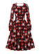 1950s Christmas Square Collar Long Sleeve Dress, vintage dress, retro fashion, rockabilly, pin-up fashion - perfect for women who love vintage and retro fashion
