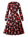1950s Christmas Square Collar Long Sleeve Dress, vintage dress, retro fashion, rockabilly, pin-up fashion - perfect for women who love vintage and retro fashion