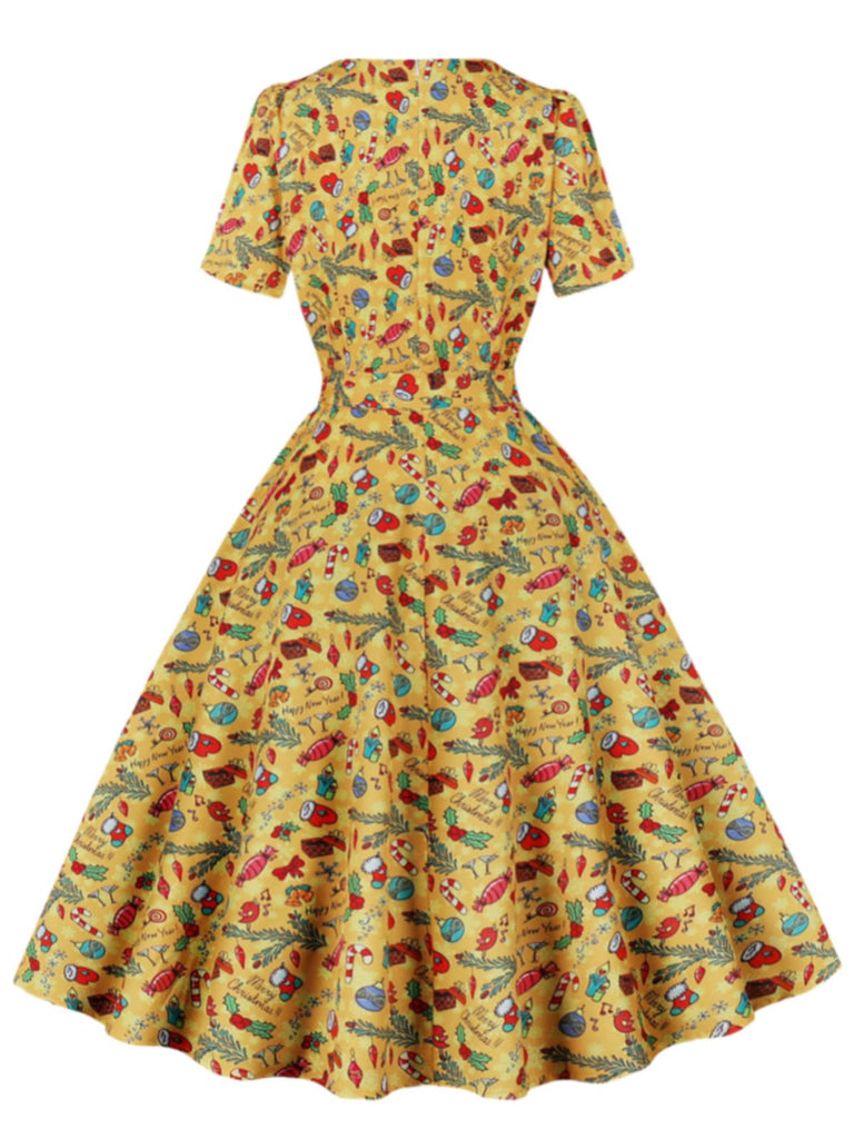 1950s Christmas Square Collar Patchwork Dress: where 1950s romance meets her modern spirit