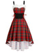 1950s Christmas Tartan Fur Trimmed High-Low Hem Dress, vintage dress, retro fashion, rockabilly, pin-up fashion - perfect for women who love vintage and retro fashion