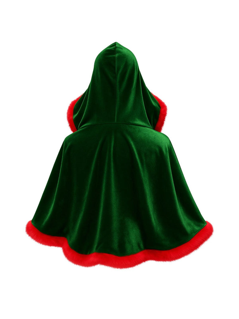 1950s Christmas Velvet Hooded Mini Cape - vintage fashion, retro style