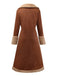 Brown 1950s Faux Suede Notched Collar Button Trench Coat - vintage fashion, retro style