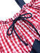 1950s Cold Shoulder Plaids Contrast Denim Romper — 1950s vintage charm for her modern wardrobe