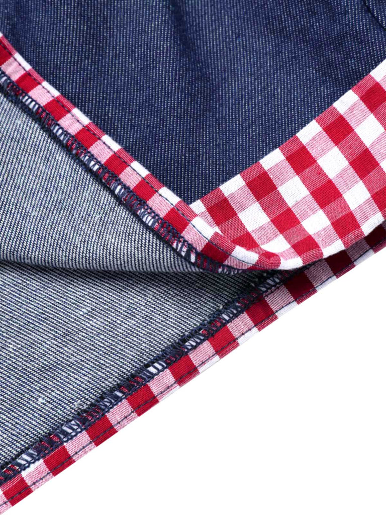 1950s Cold Shoulder Plaids Contrast Denim Romper: timeless 1950s elegance she makes her own