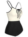1950s Color Contrast BowKnot Strap Swimsuit, vintage swimsuit, pin-up swimwear - perfect for women who love vintage and retro fashion