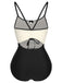 1950s Color Contrast BowKnot Strap Swimsuit, vintage swimsuit, pin-up swimwear - perfect for women who love vintage and retro fashion