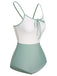 1950s Color Contrast BowKnot Strap Swimsuit, vintage swimsuit, pin-up swimwear - perfect for women who love vintage and retro fashion